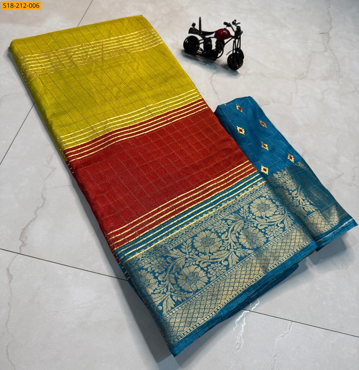 Yellow & red Fancy dola silk sarees