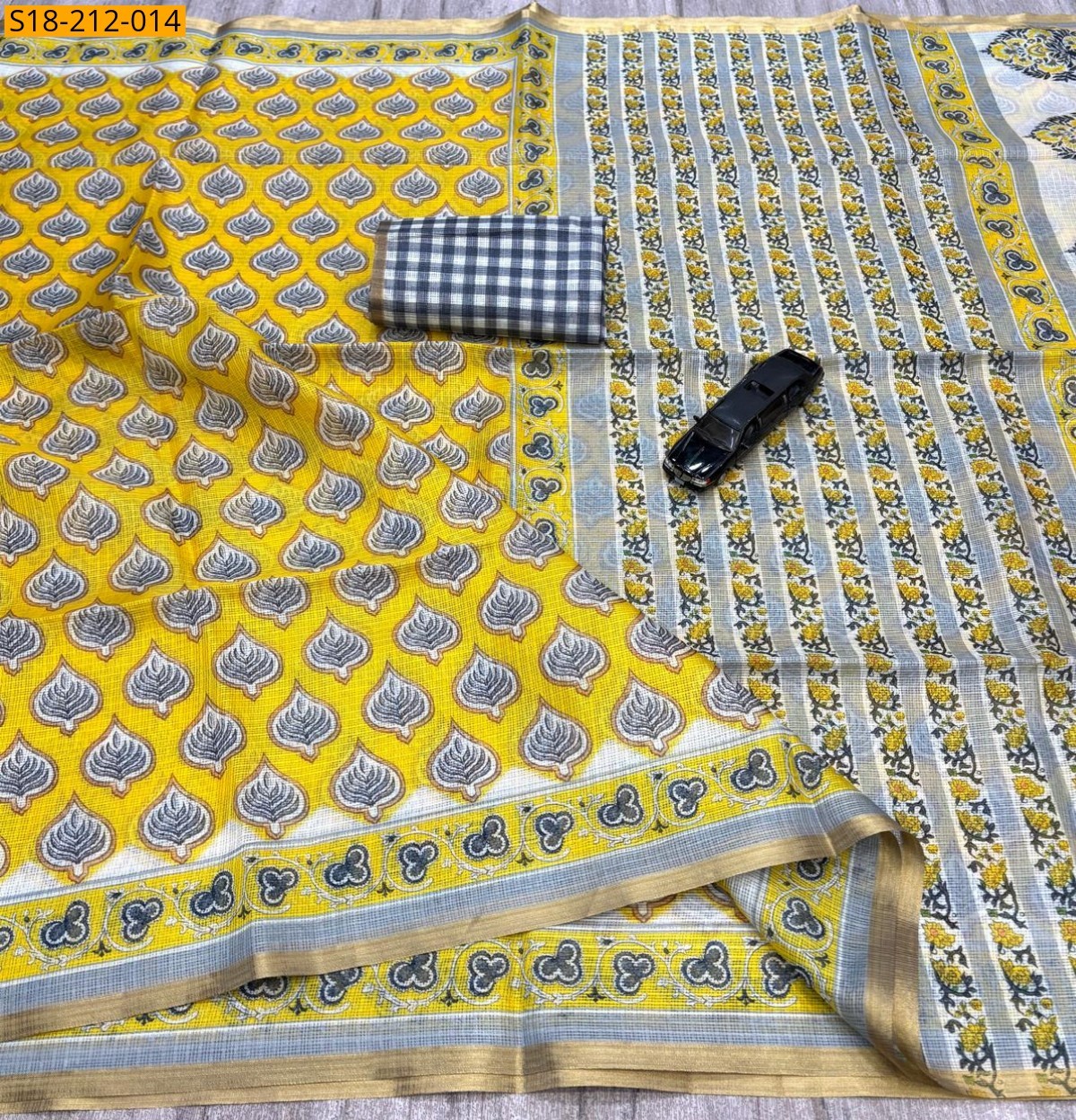 Yellow Fancy Kota Doriya Digital Print Saree