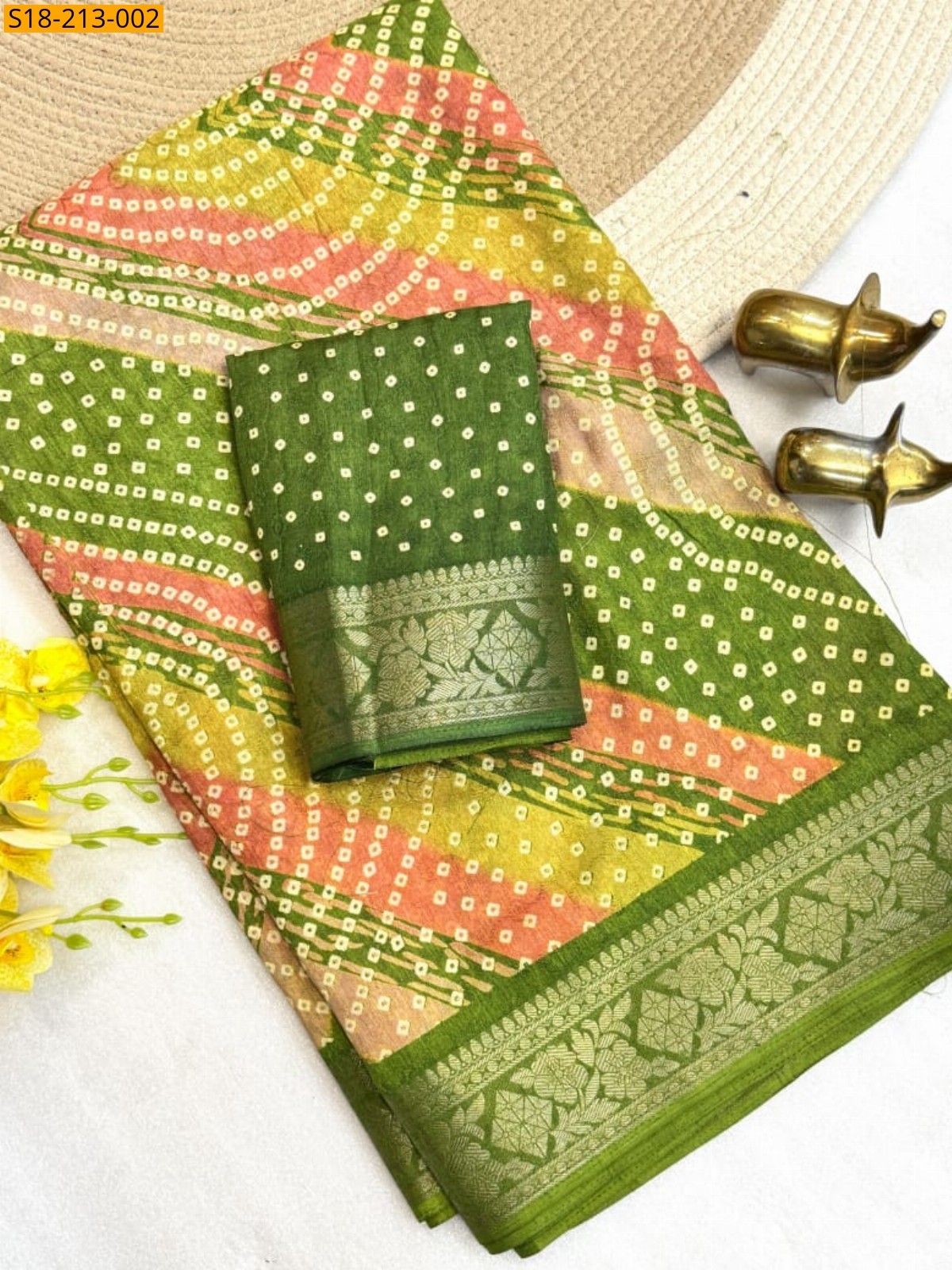 Green Fancy Dola Silk Saree