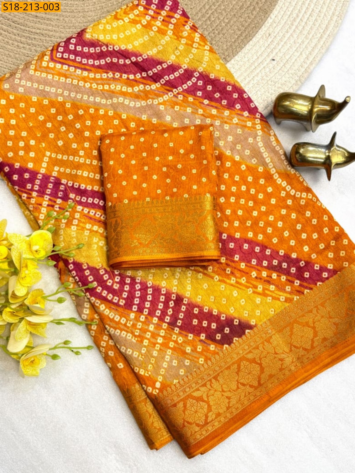 Yellow Fancy Dola Silk Saree