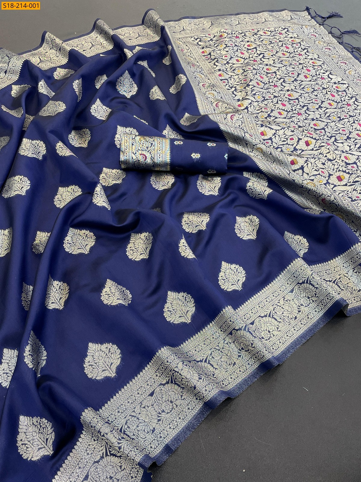Navy Soft silk tissue saree