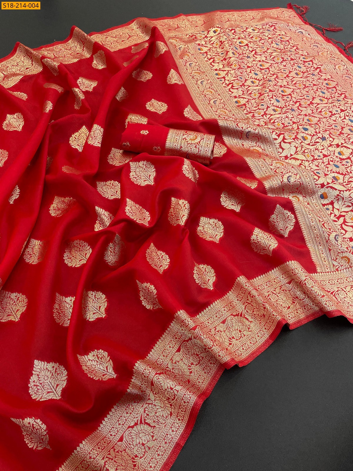 Red Soft silk tissue saree