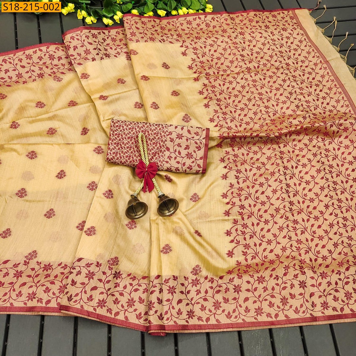 Sandal Khadi Raw Silk sarees 