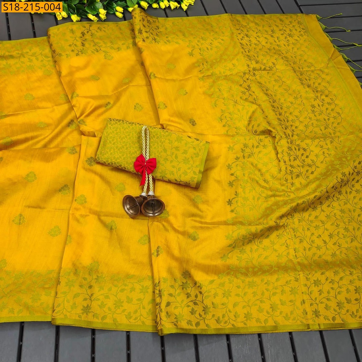 Yellow Khadi Raw Silk sarees 