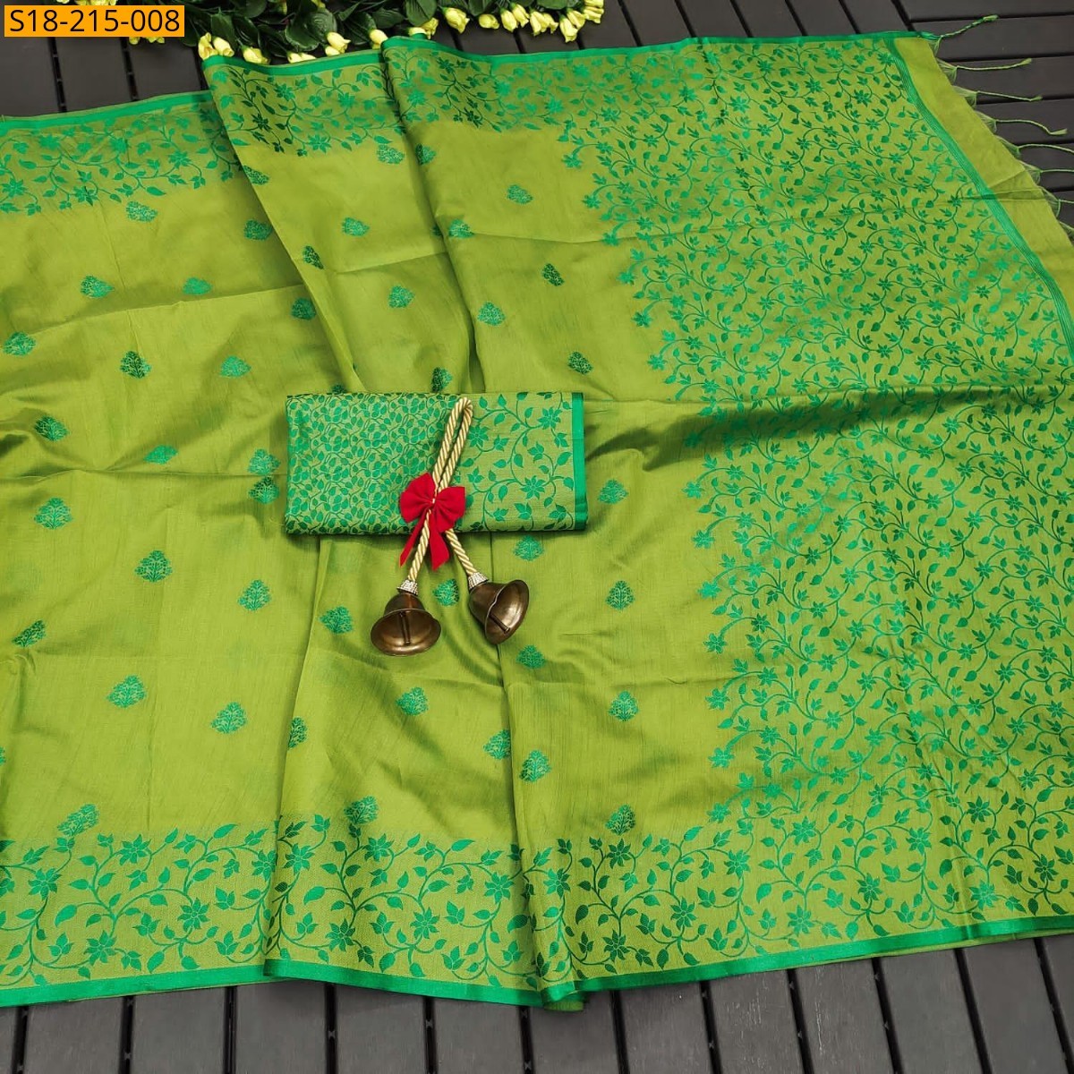 Green Khadi Raw Silk sarees 