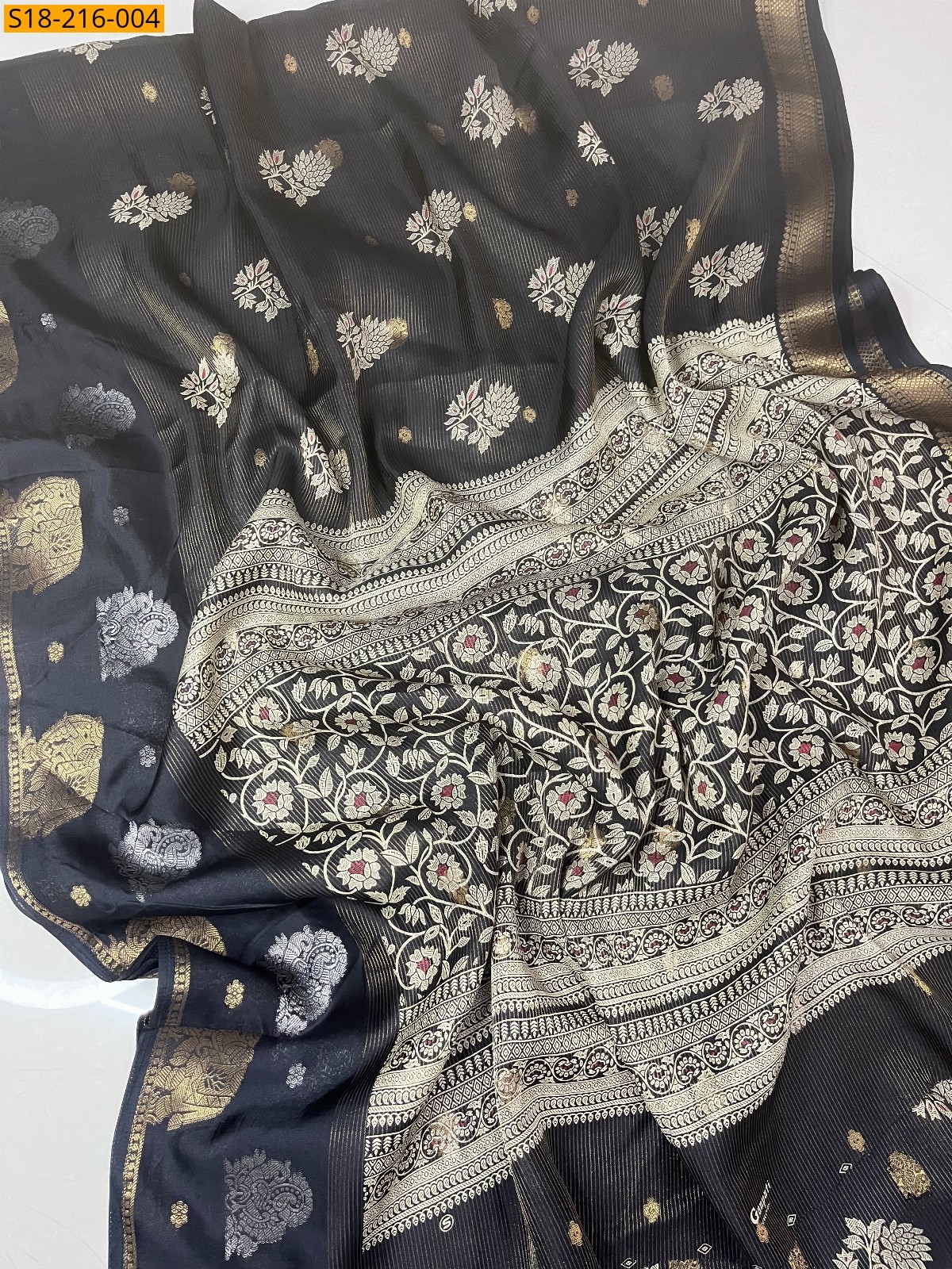 Black Fancy Viscose Crepe Saree