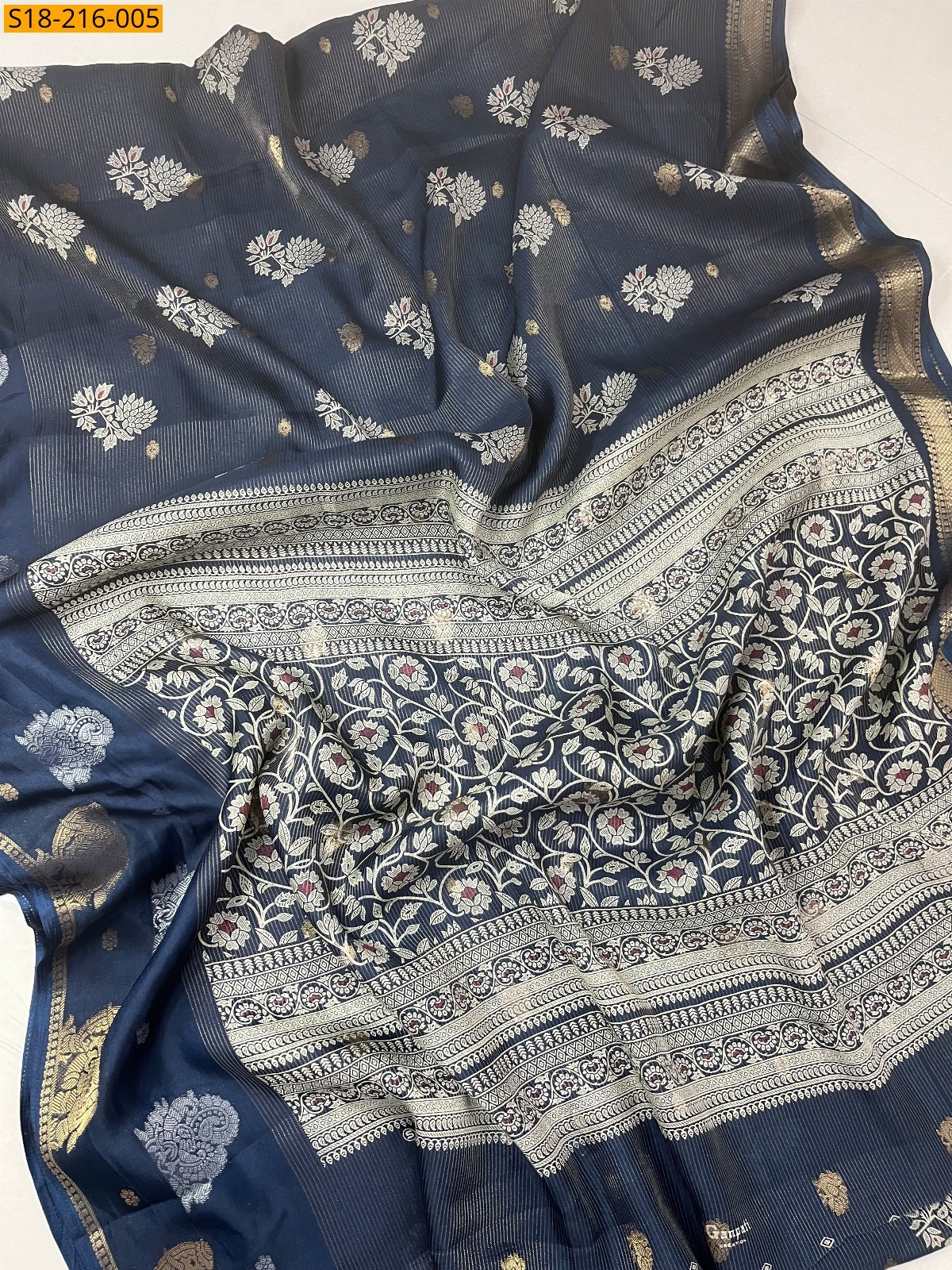 Navy blue Fancy Viscose Crepe Saree