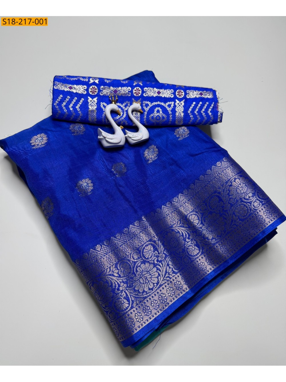 Rama Blue Fancy Dola Silk Saree Rama Blue Fancy Dola Silk Saree