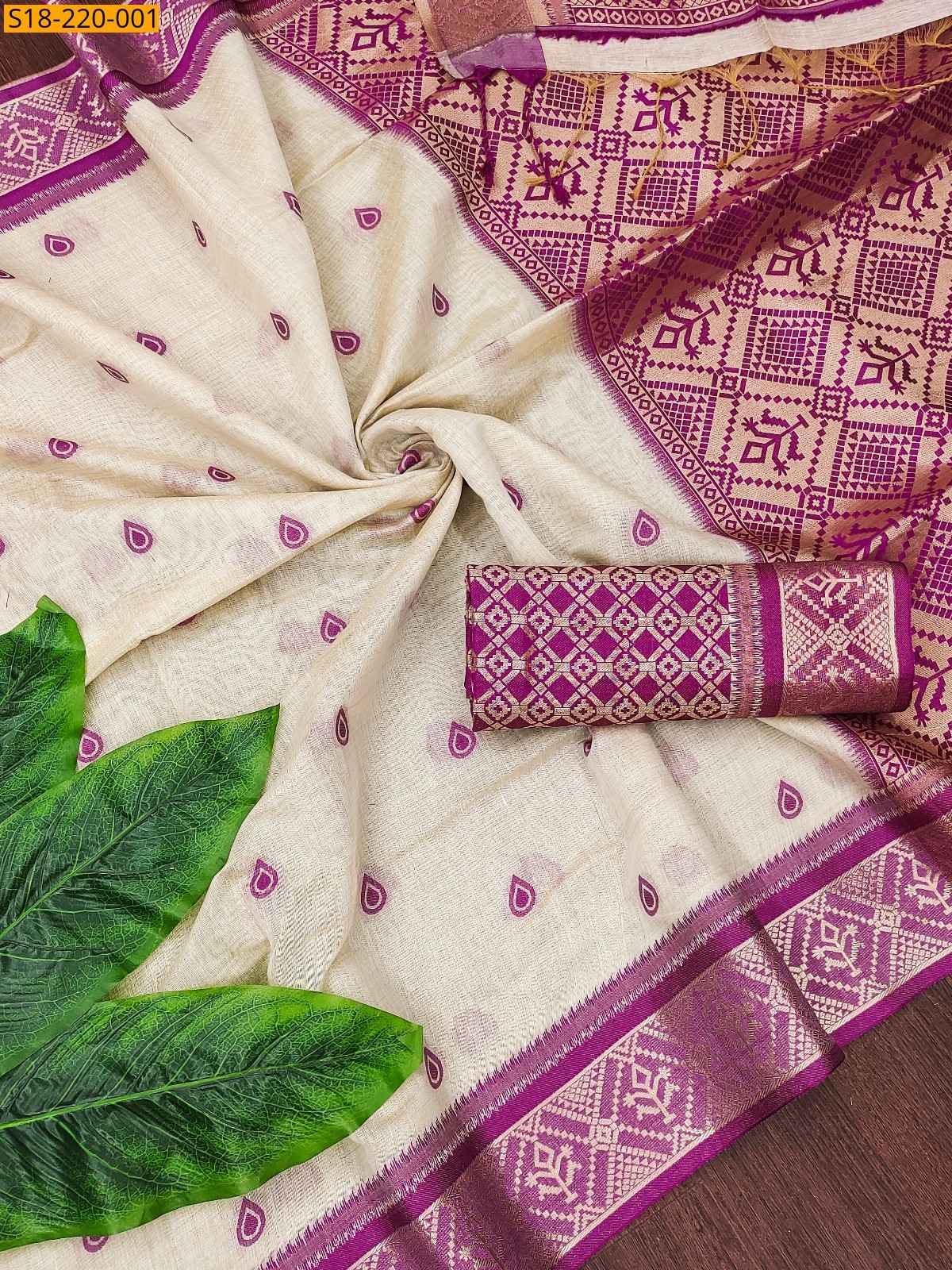 Pink Cotton muga soft saree