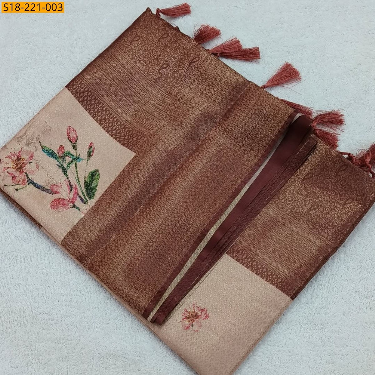 Brown Banaras softy silk sarees 