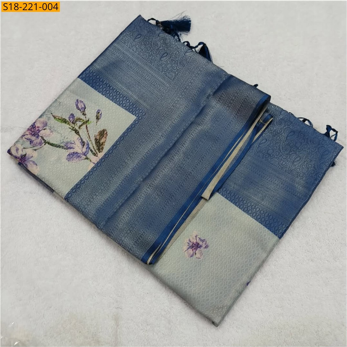 Blue Banaras softy silk sarees 