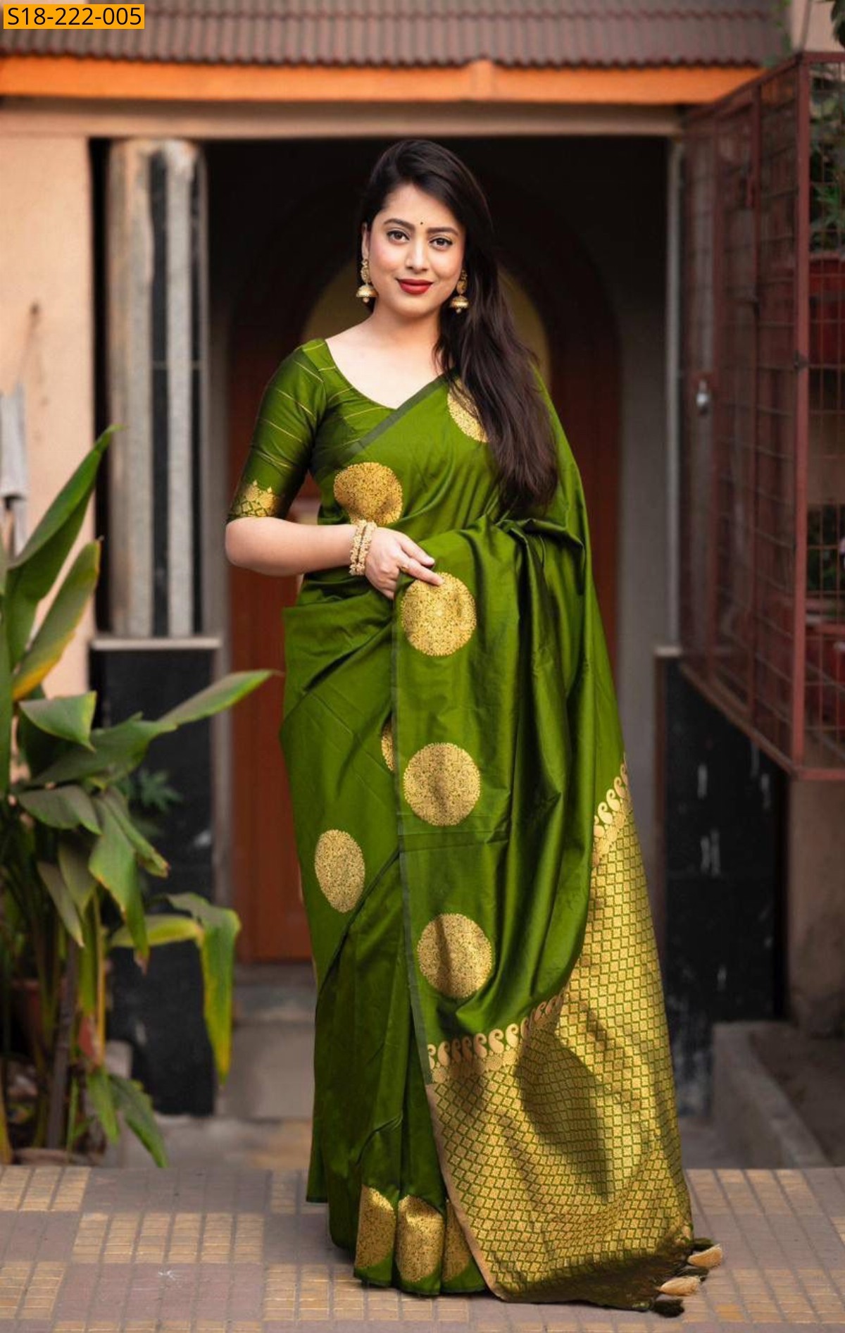 Olive Green Purnima fancy silk sarees