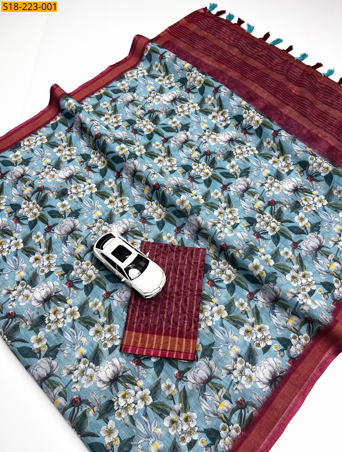 Blue Fancy linen  sarees