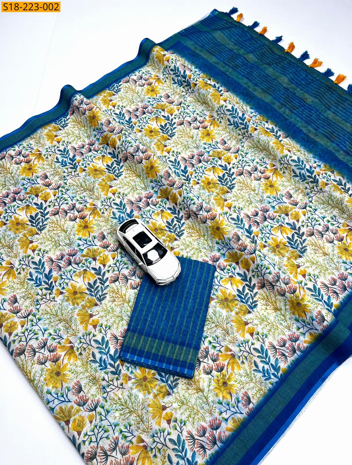 Blue Fancy linen  sarees