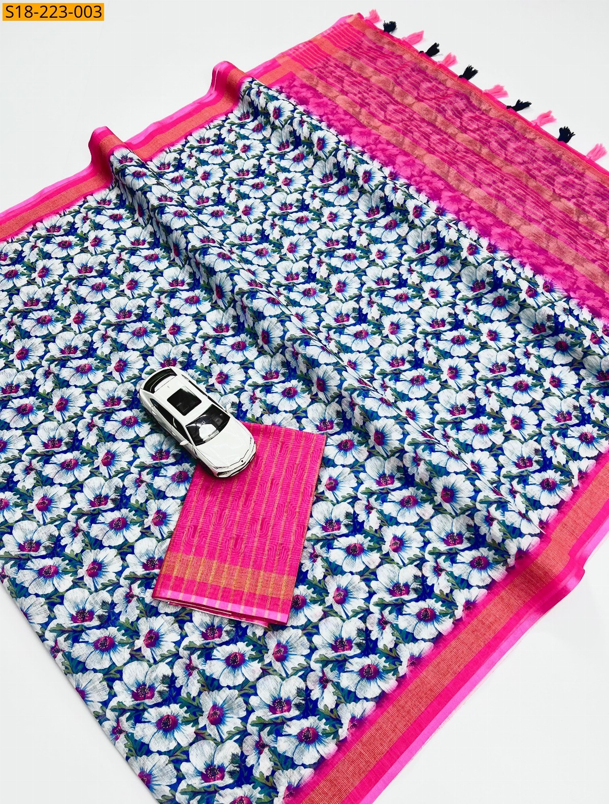 Blue Fancy linen  sarees