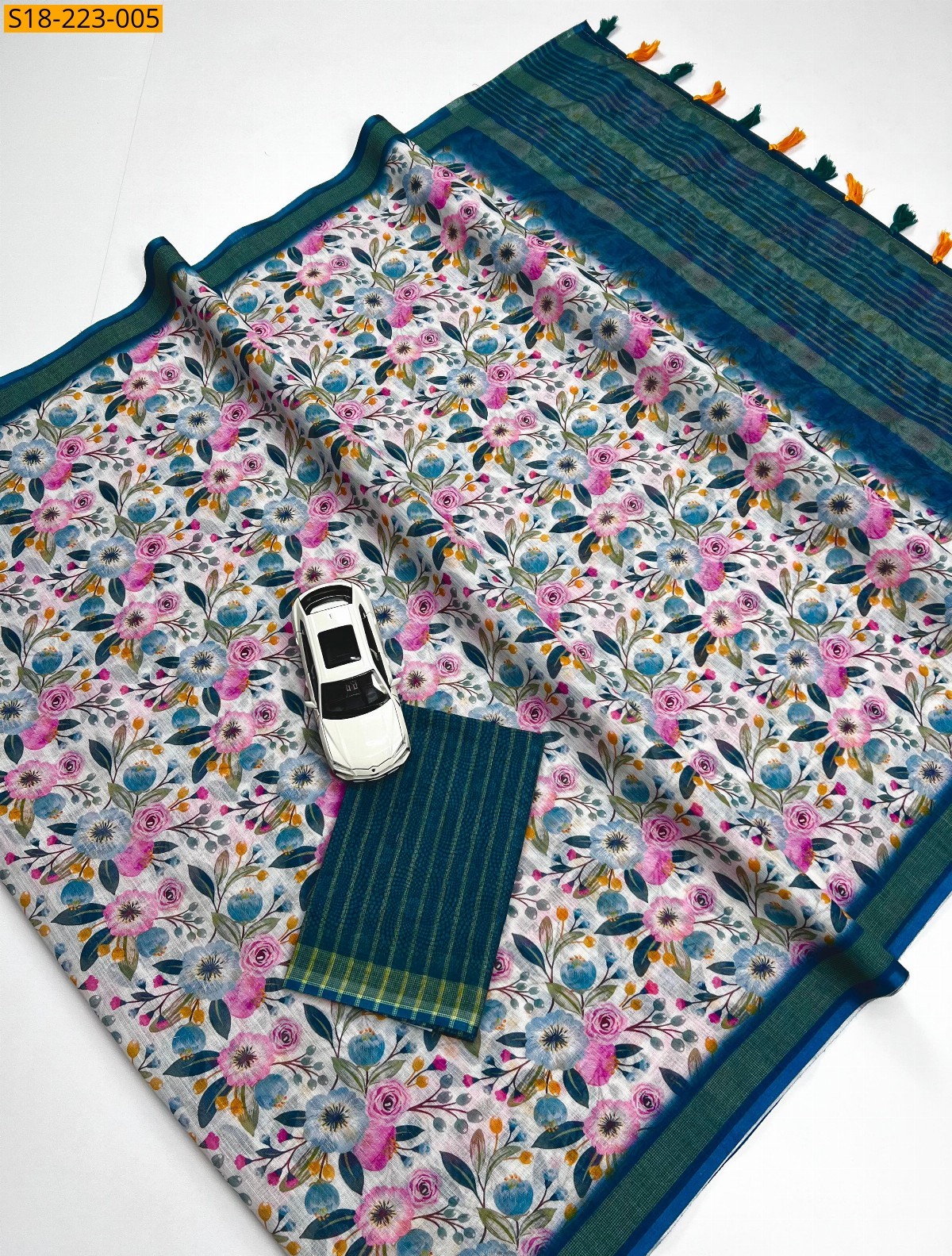 Blue Fancy linen  sarees