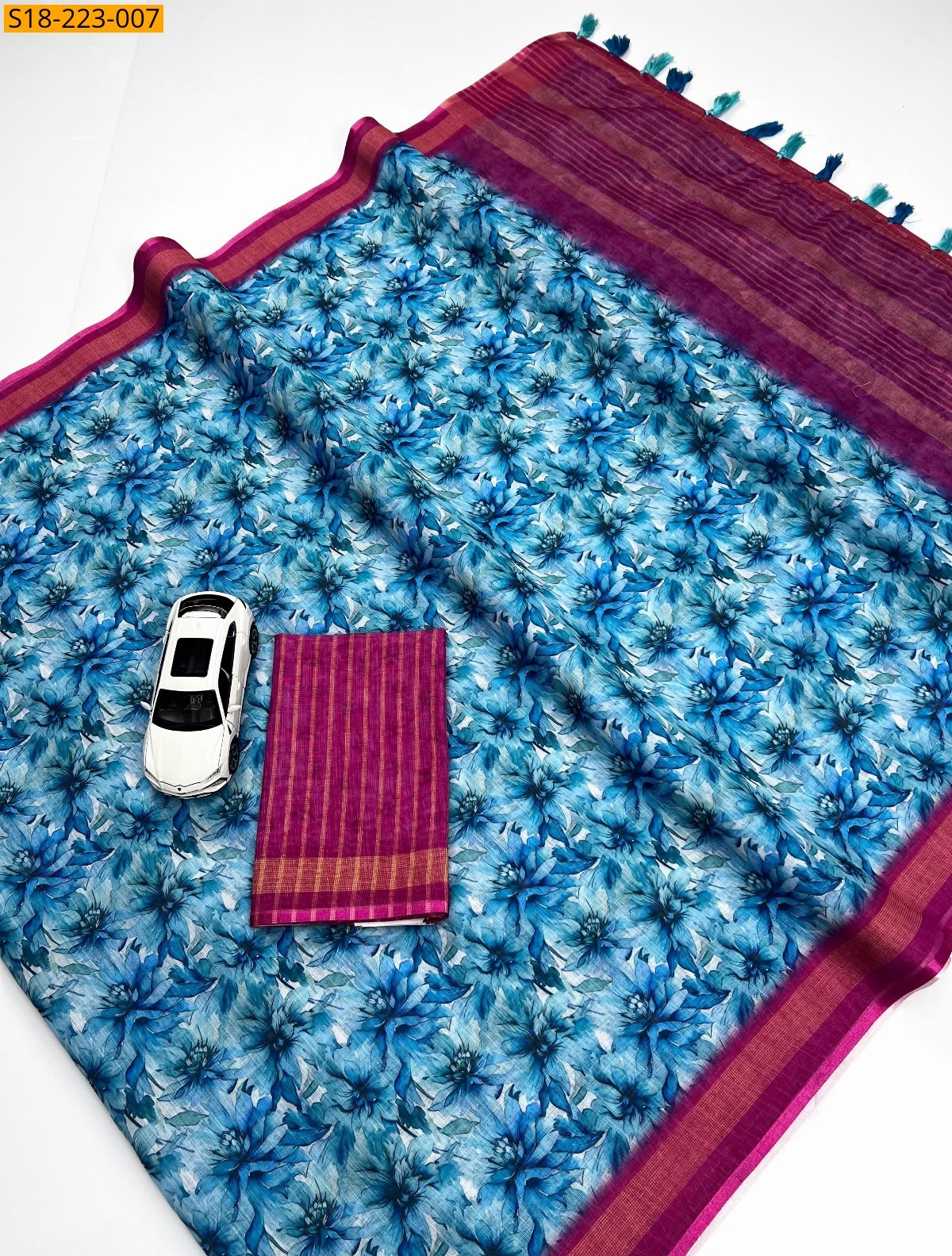 Blue Fancy linen  sarees