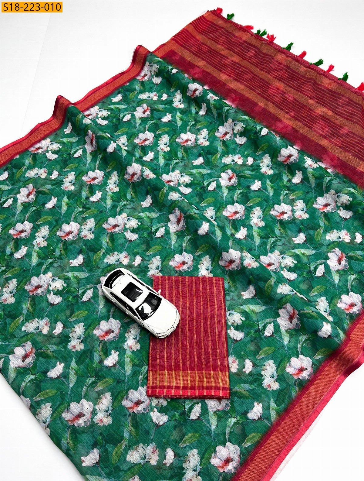 Green Fancy linen  sarees