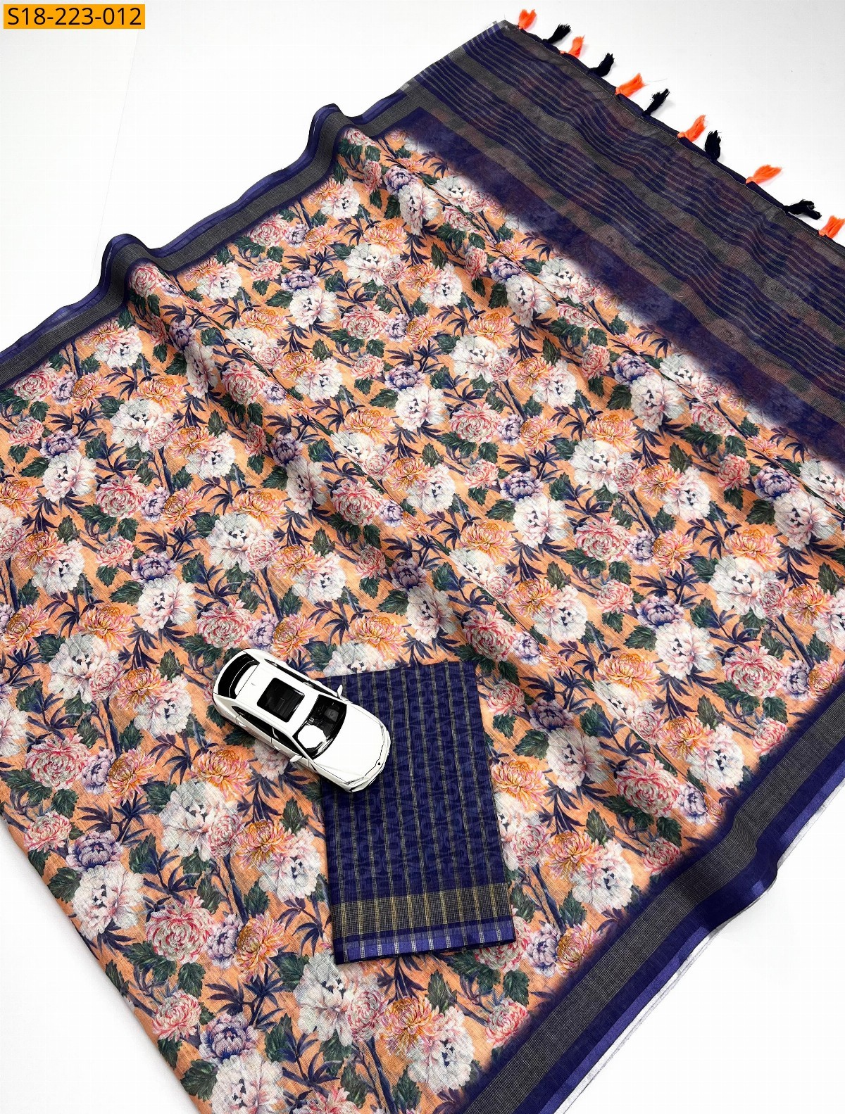 Navy Fancy linen  sarees