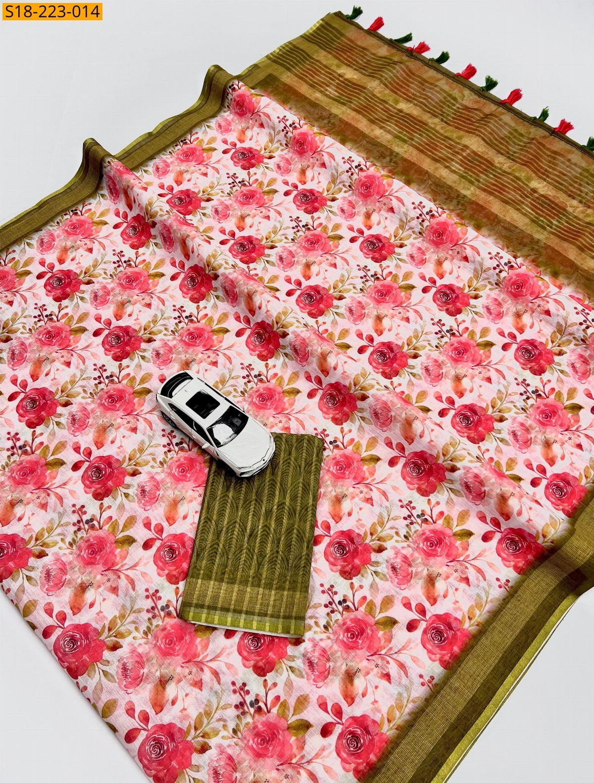 Pink Fancy linen  sarees