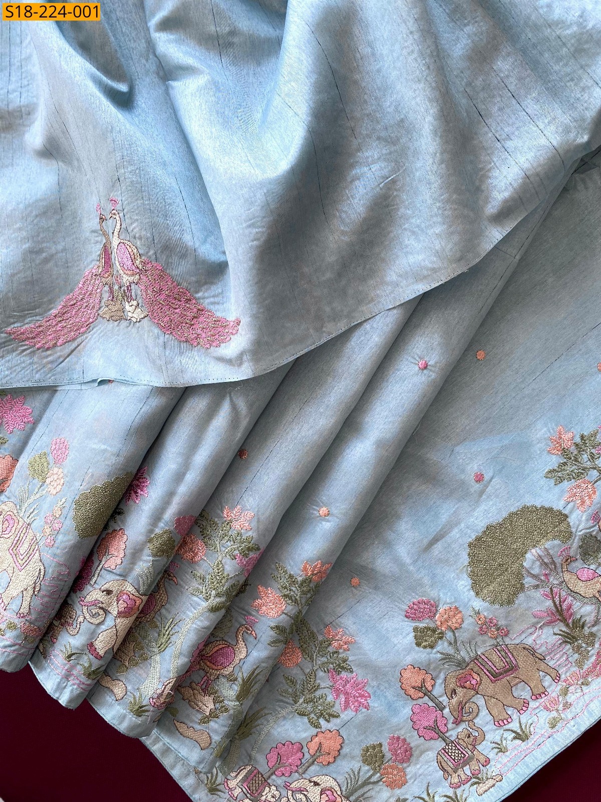 Sky Blue Pure Handloom tussar saree