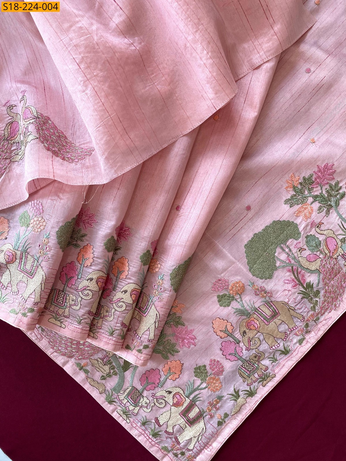 Pink Pure Handloom tussar saree