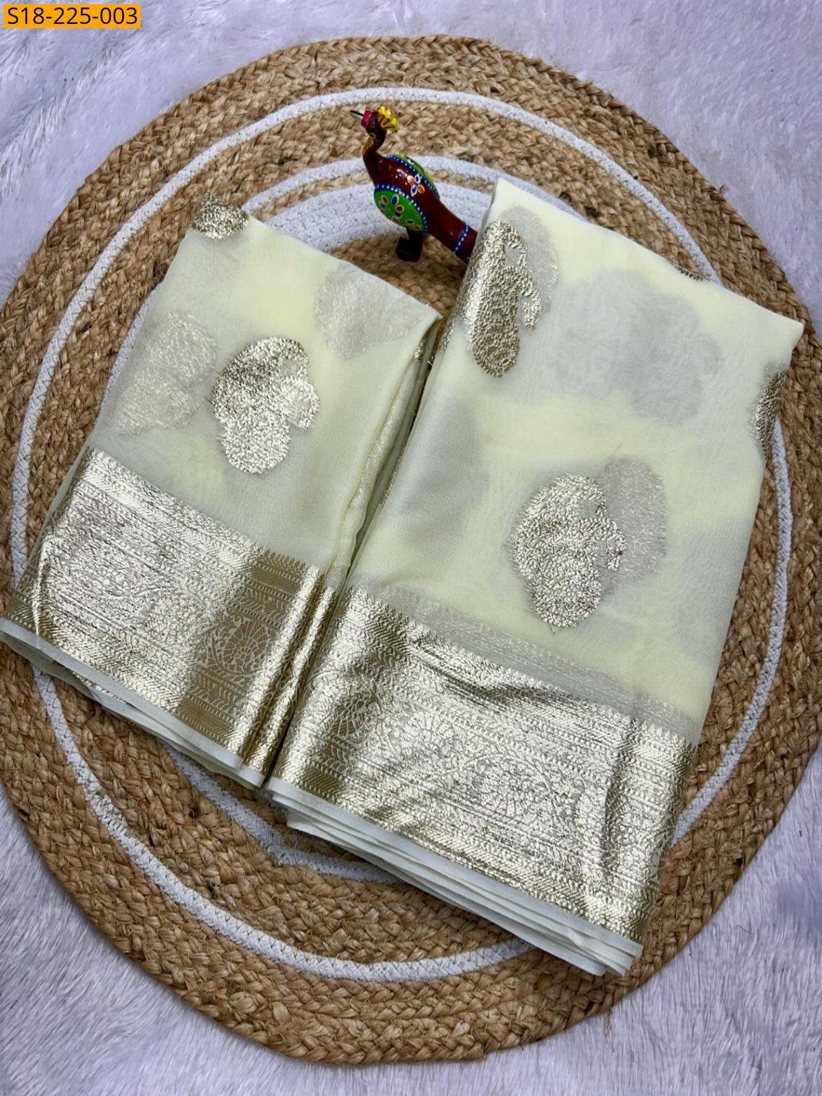 Half white Fancy viscose georgette saree