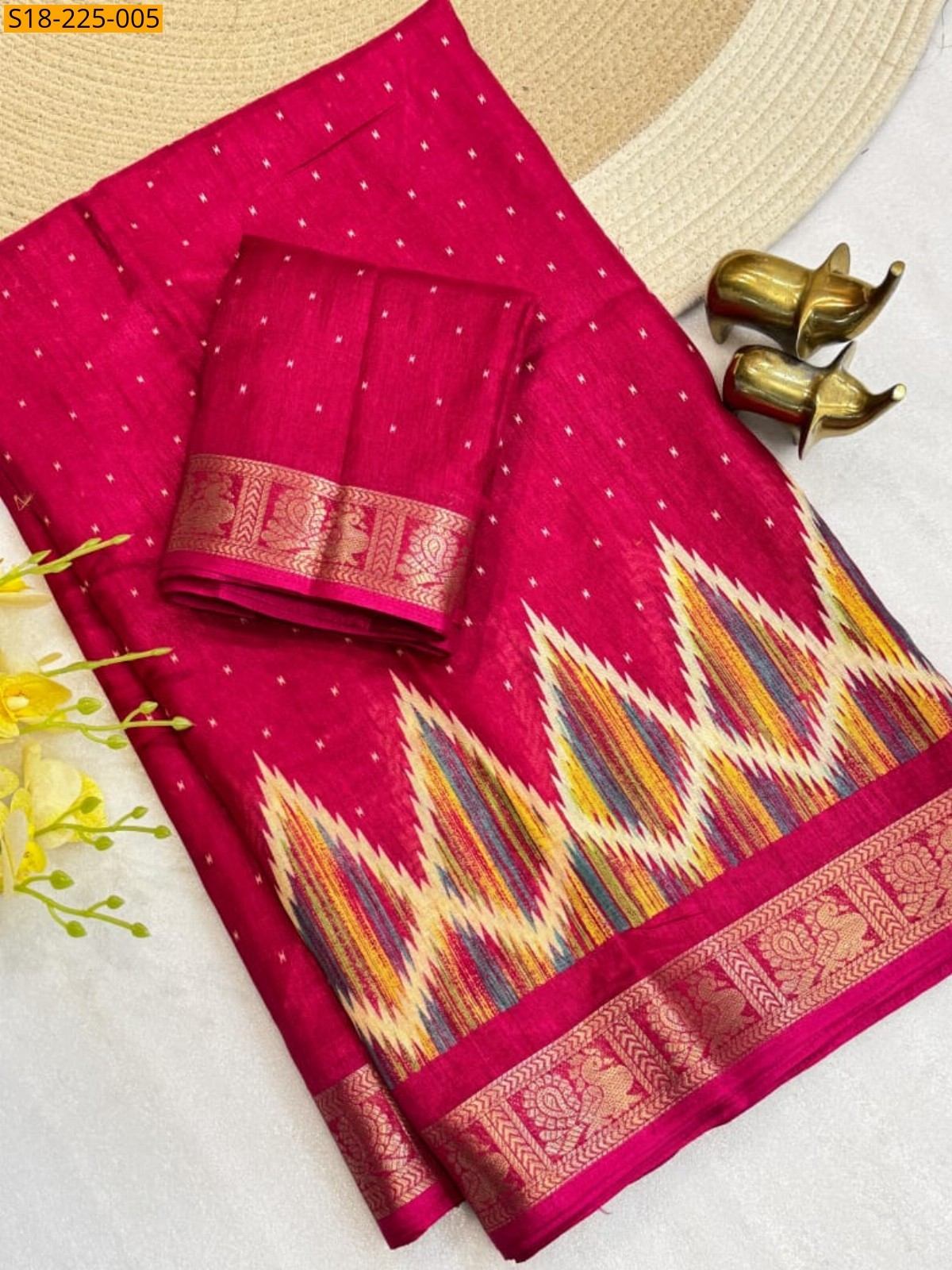 Pink Fancy Tussar Silk Saree