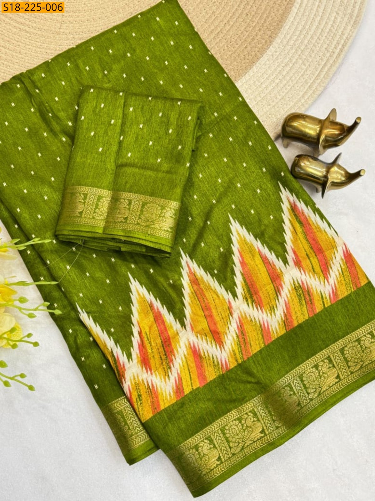 Green Fancy Tussar Silk Saree