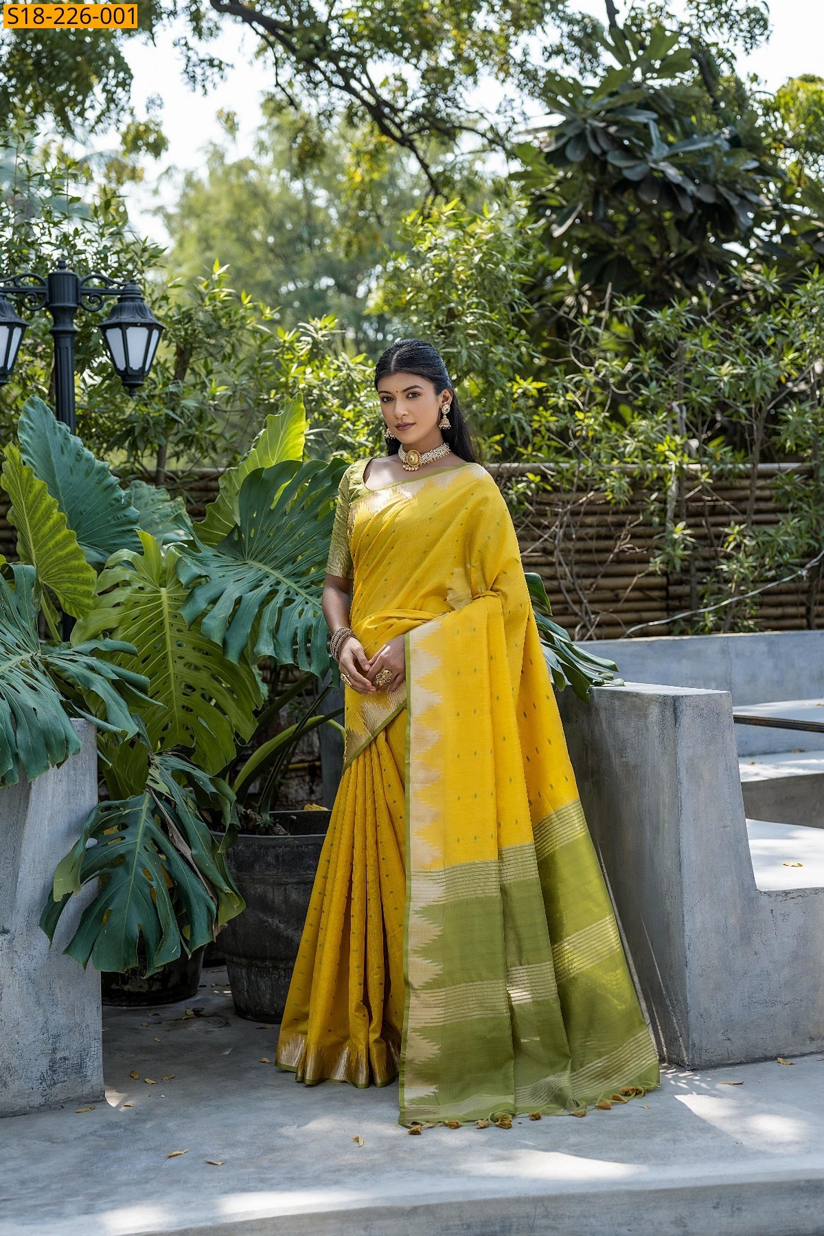 Yellow Semi Tussar silk sarees