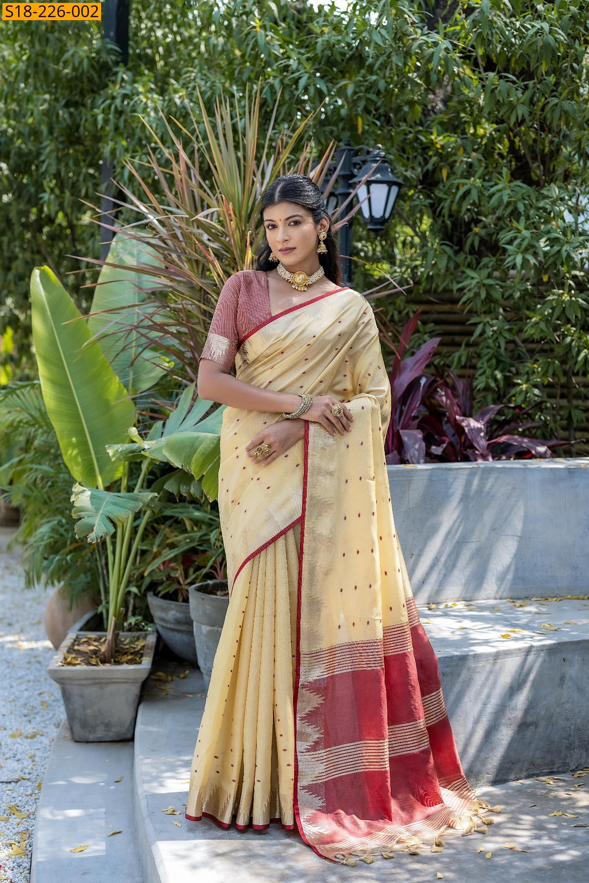 Sandal Semi Tussar silk sarees