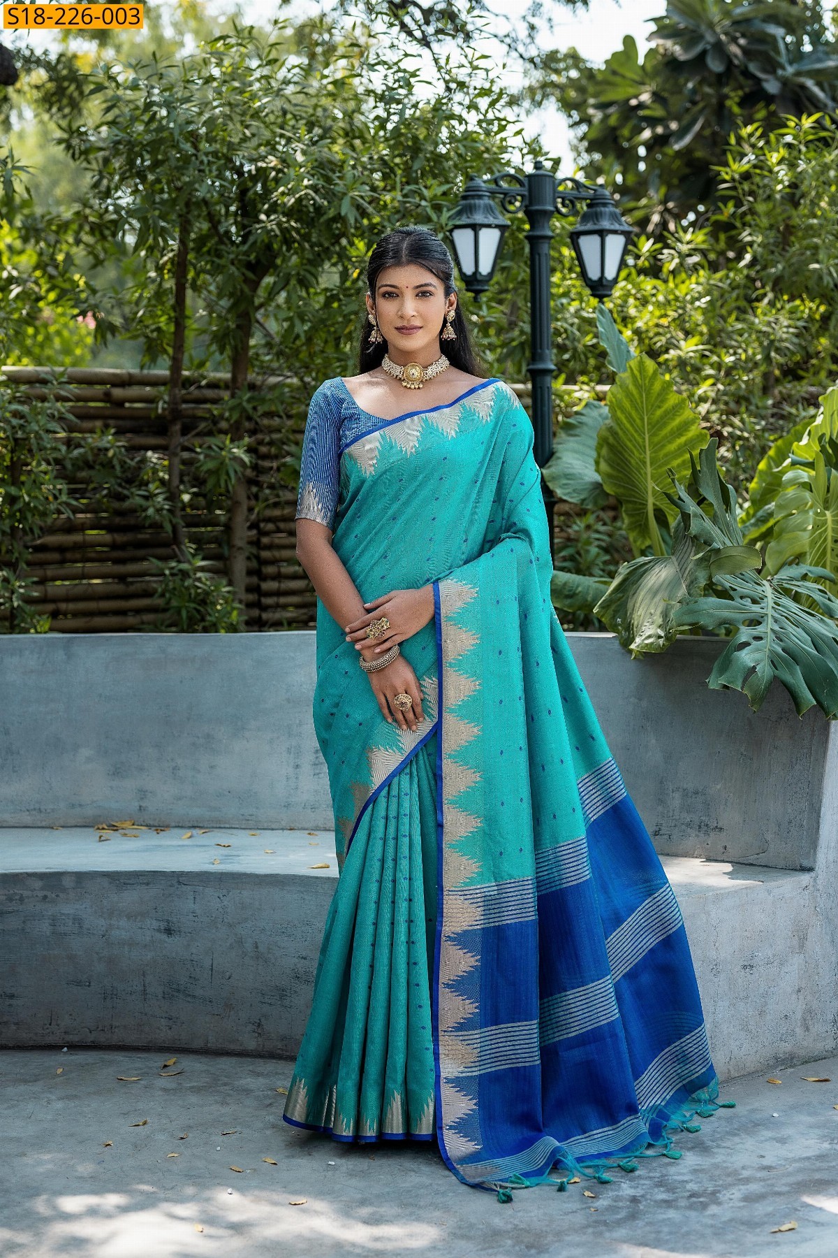 Sky Blue Semi Tussar silk sarees