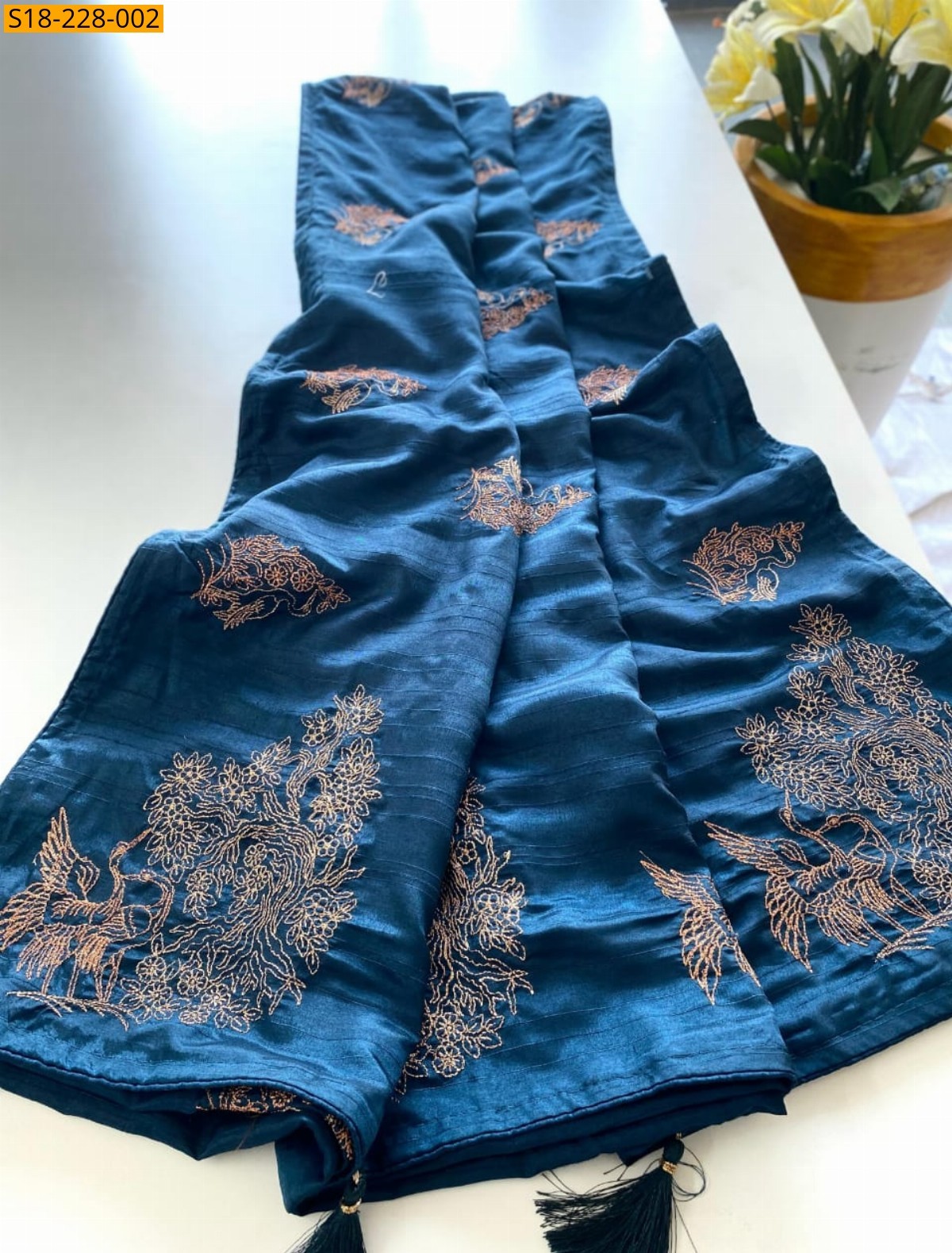 Blue Fancy Soft Silk Embroidery Saree