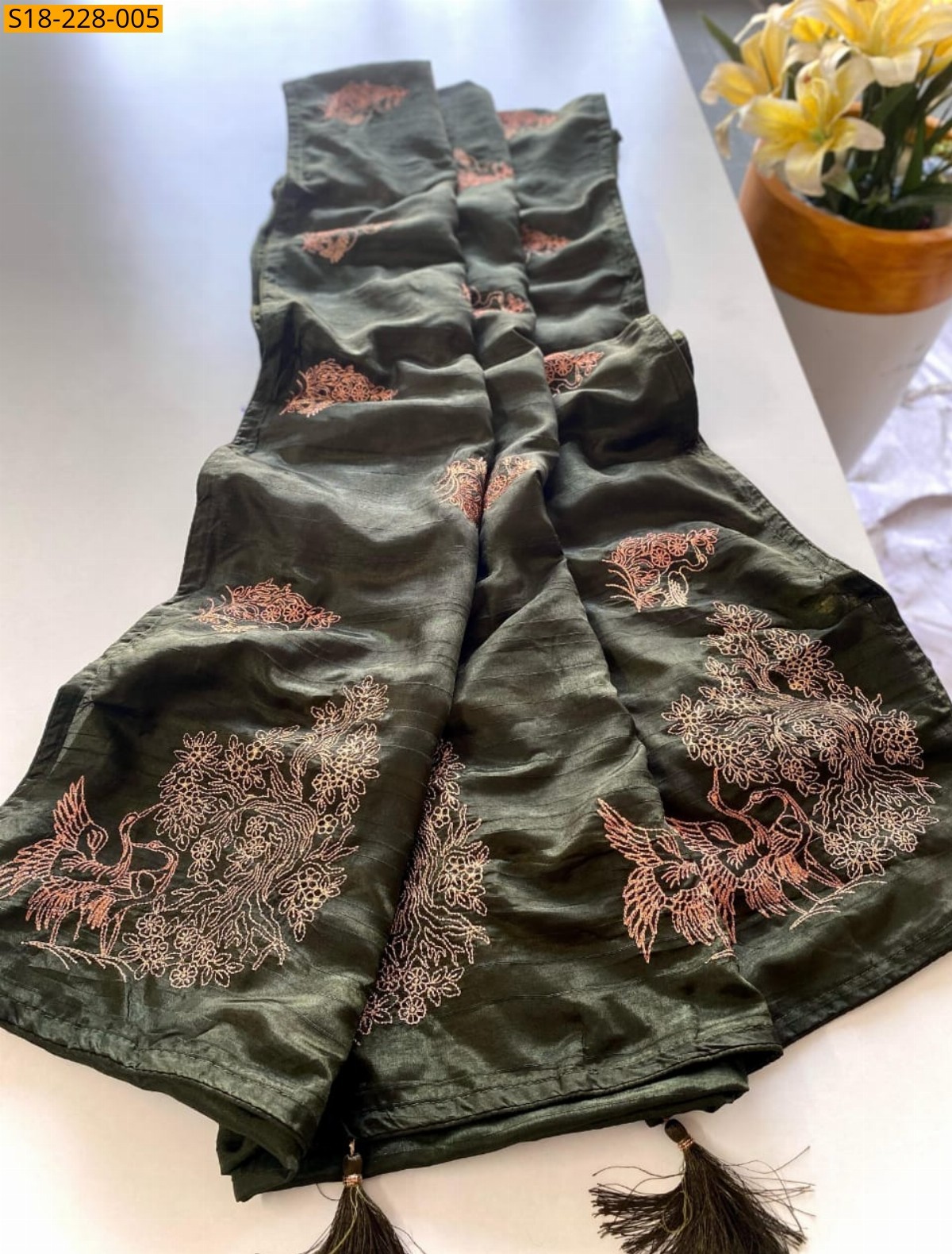 Green Fancy Soft Silk Embroidery Saree