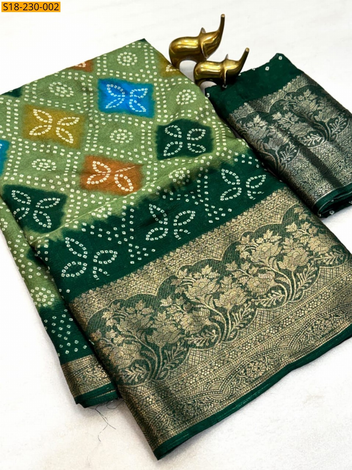 Green Fancy Soft Crush Dola Silk Saree
