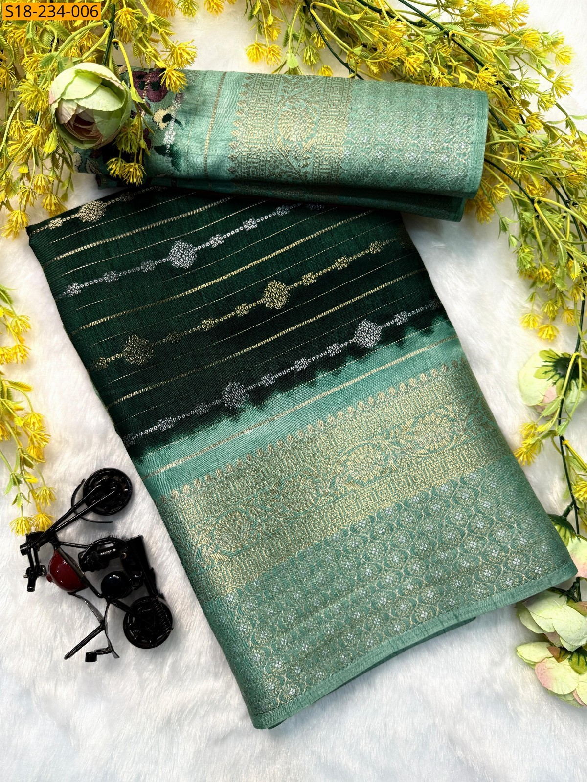 Green Kolam fancy silk weaving sarees