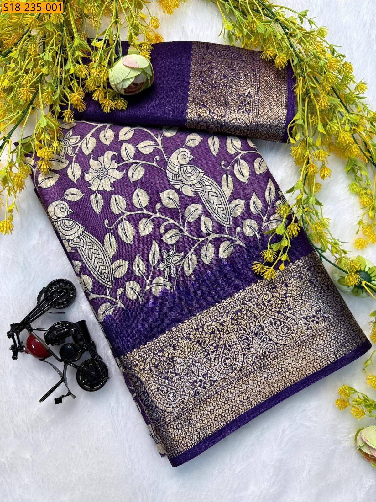 Violet Fancy dola silk kalamkari printed sarees