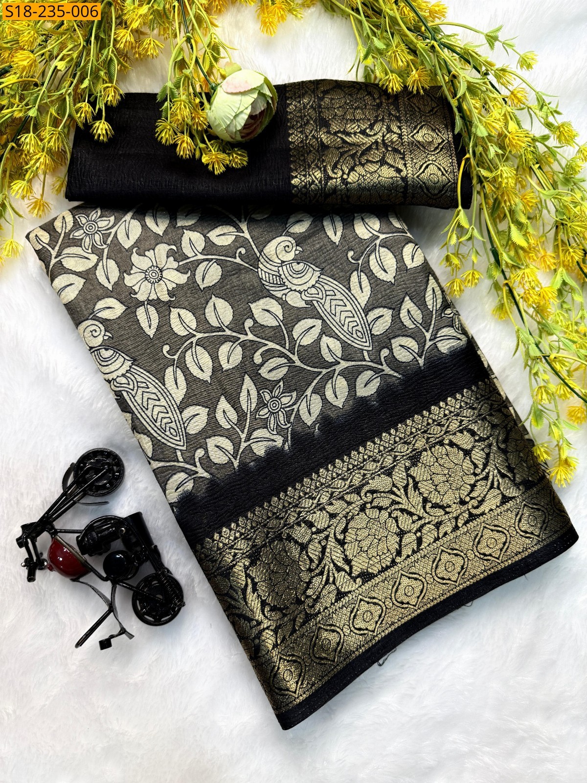 Gray Fancy dola silk kalamkari printed sarees