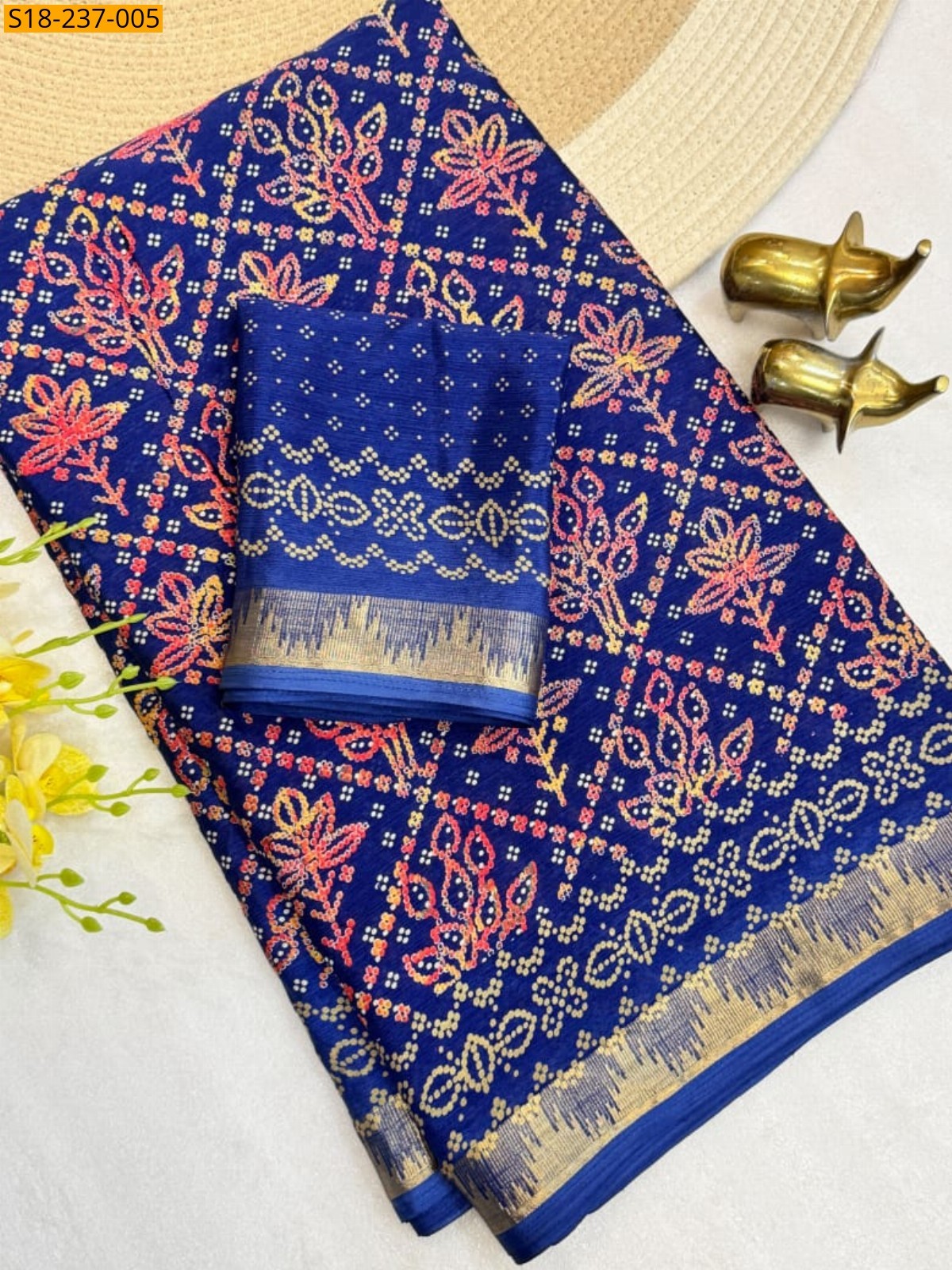 Blue Fancy Chinnon Silk Saree