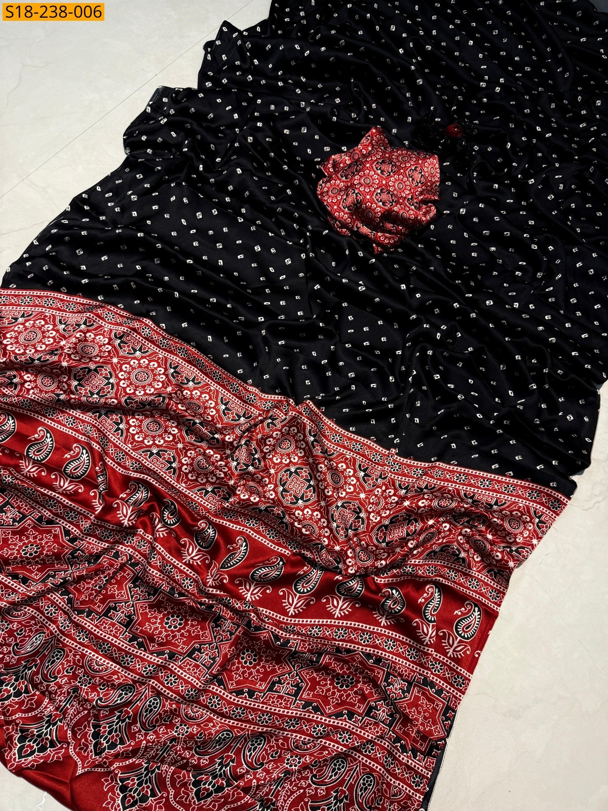 Black Fancy satin silk saree