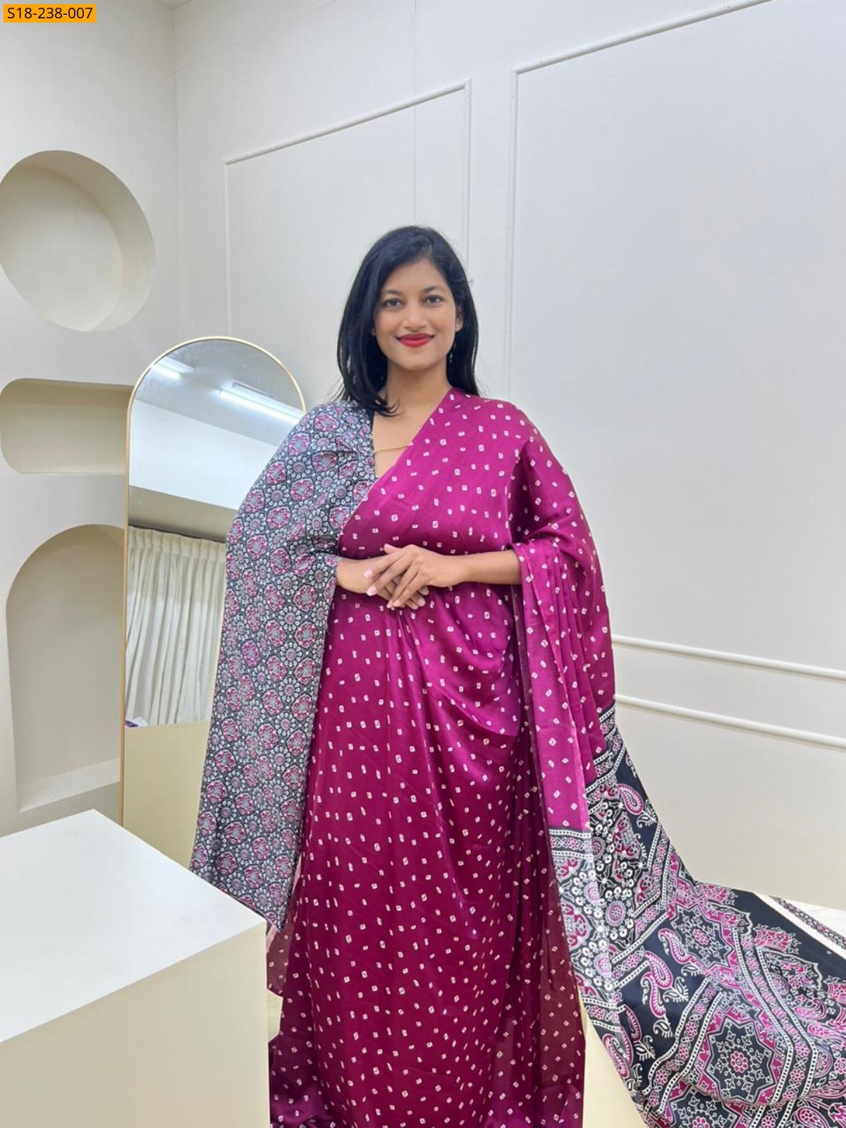 Wine Fancy satin silk saree