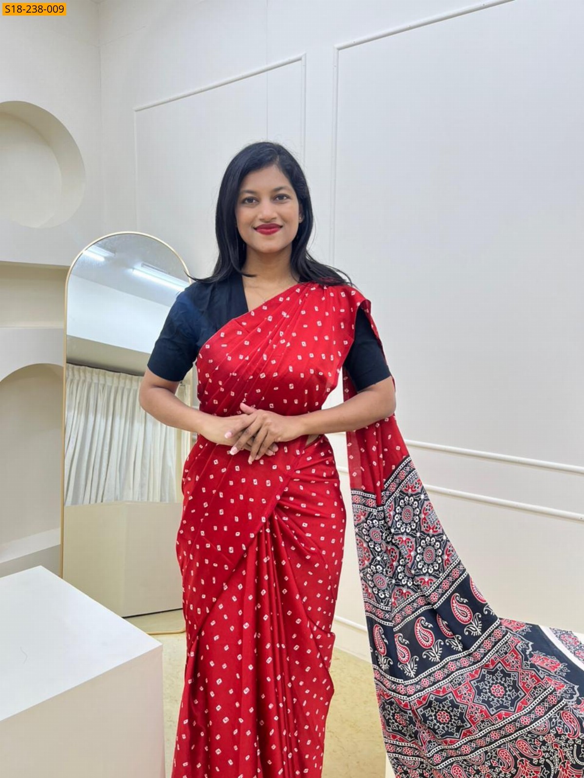 Red Fancy satin silk saree