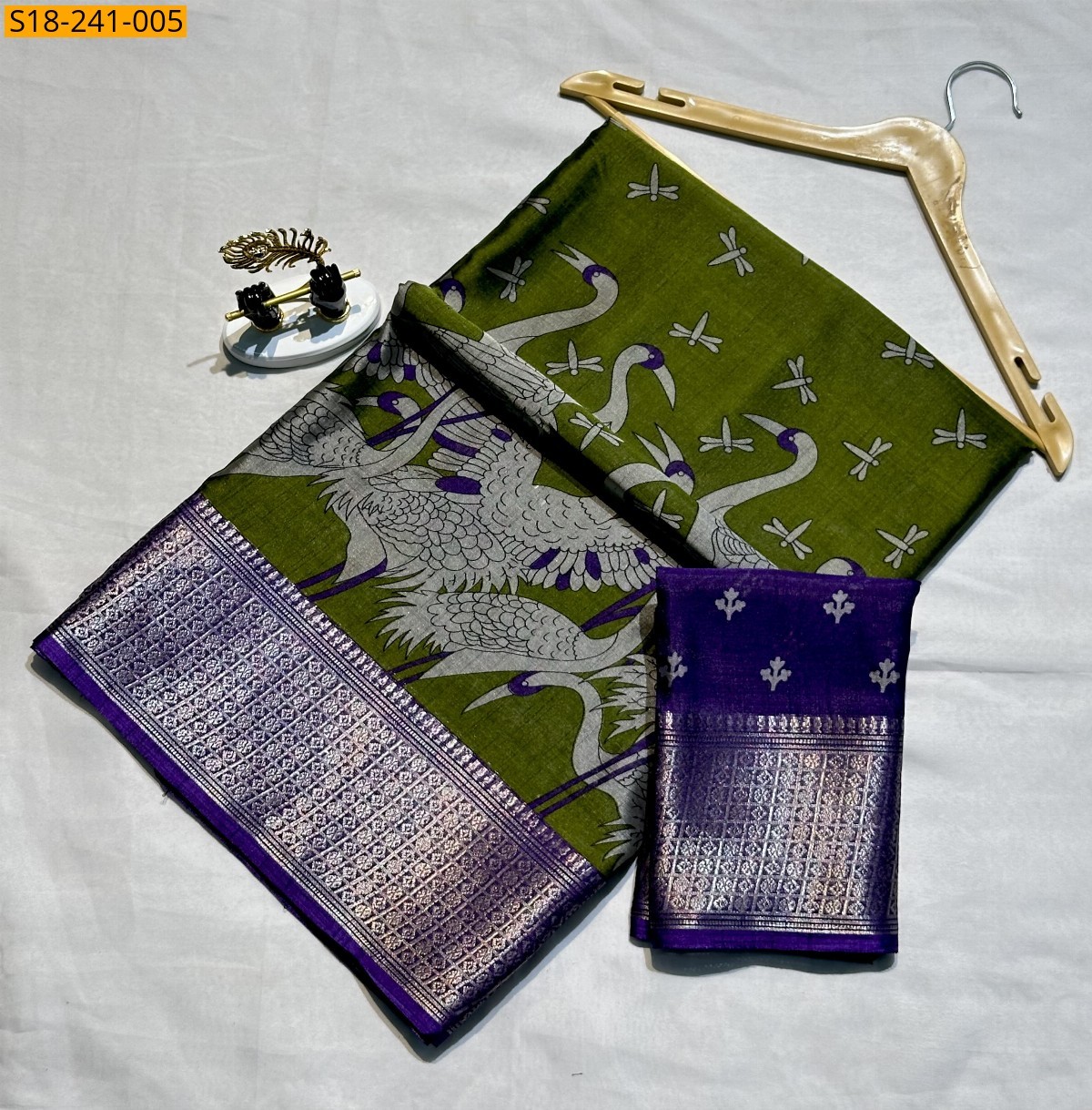 Green Fancy mangalgiri silk sarees