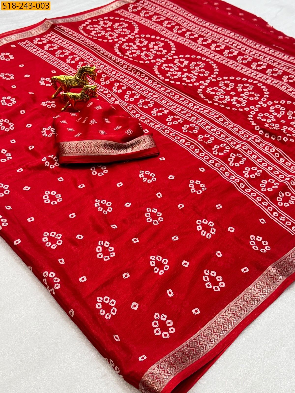 Red Fancy Chinnon Silk Saree