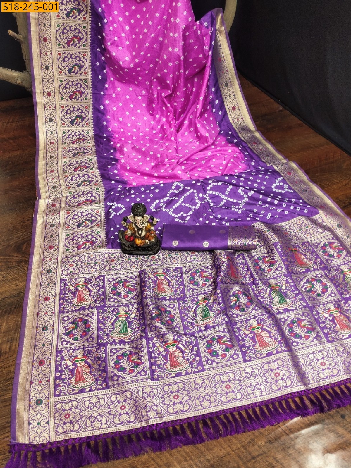 Violet Fancy kanjivaram bandhini sarees