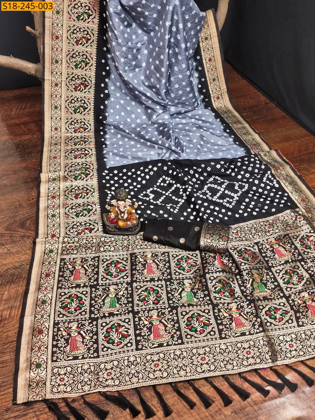 Gray Fancy kanjivaram bandhini sarees