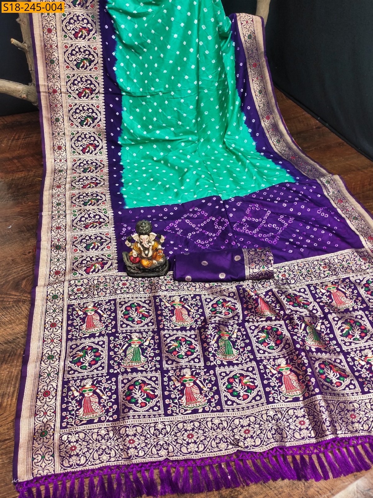 Green Fancy kanjivaram bandhini sarees