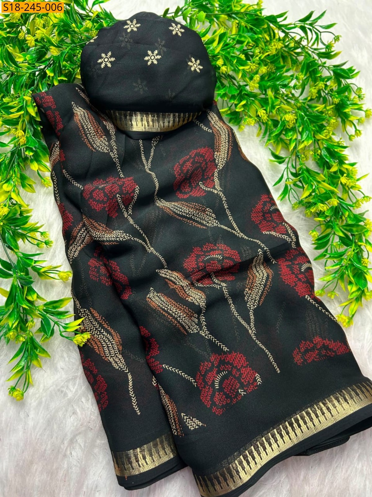 Black Fancy Marshmellow Saree