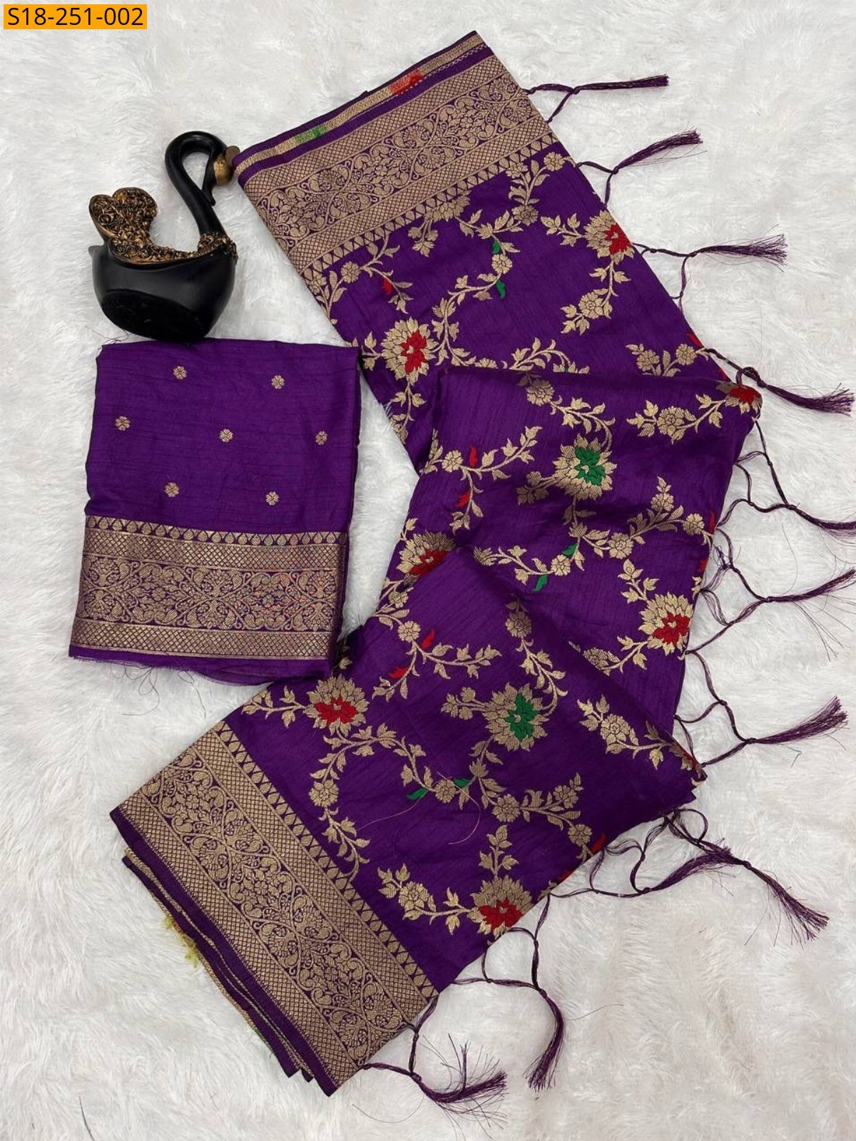 Magenta Banarasi khadi georgette saree