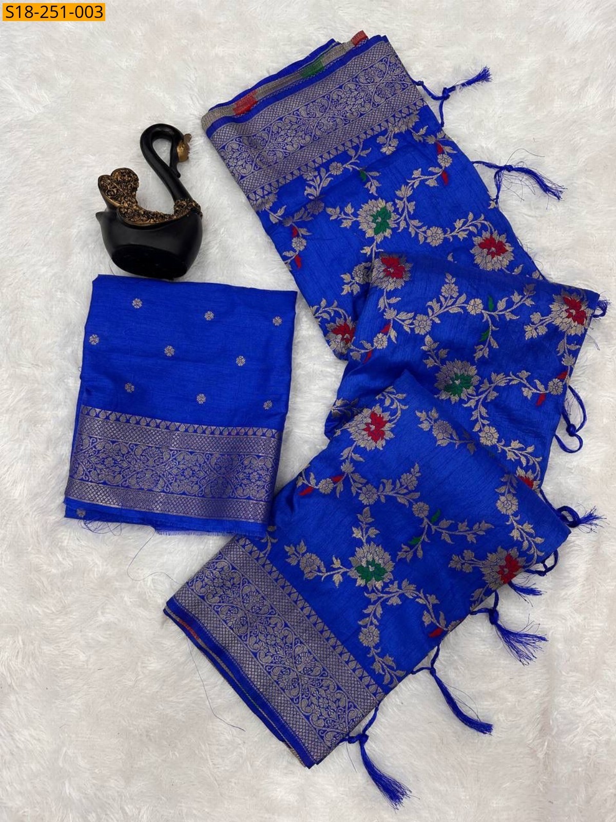 Royal Blue Banarasi khadi georgette saree